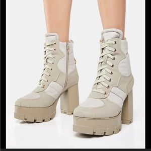 Azalea Wang Marsala Sage Lace-Up Heeled Boots size 6